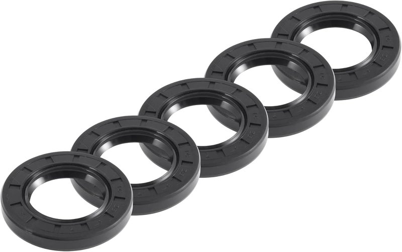 REPAIROCK Universal Oil Seal TC Double Lip W Steel Spring Seal Ring Rotary Shaft Seal 28x47x7mm High Pressure NBR Rubber Black 5pcs - Image 1
